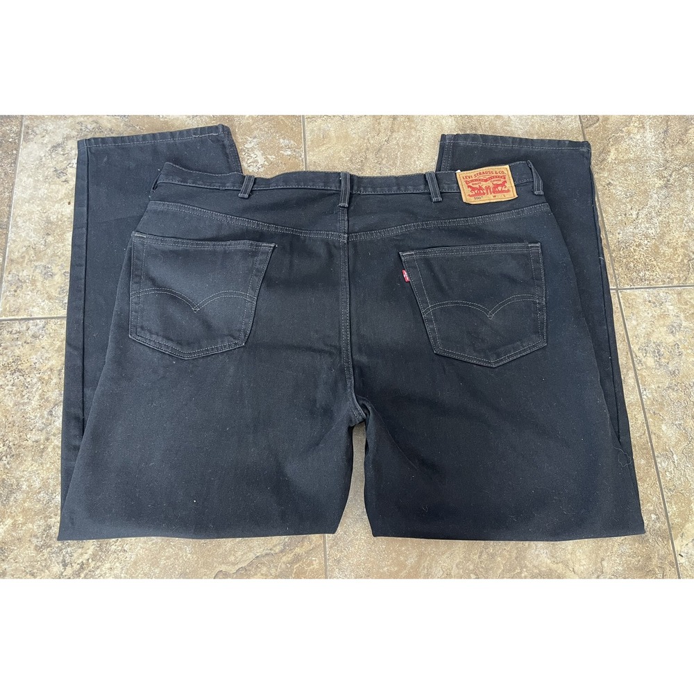 Levis 550 Mens Dark Wash Mid Rise Relaxed Fit Straight Denim Jeans Size 46x32 - Picture 3 of 8